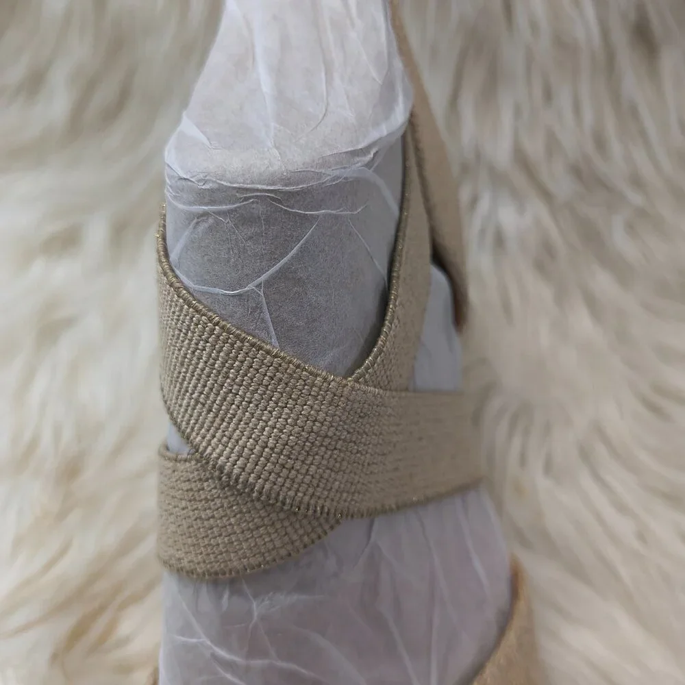 NIB Easy Spirit Mesa Espadrille Wedge - Size 7 Tan / Gold